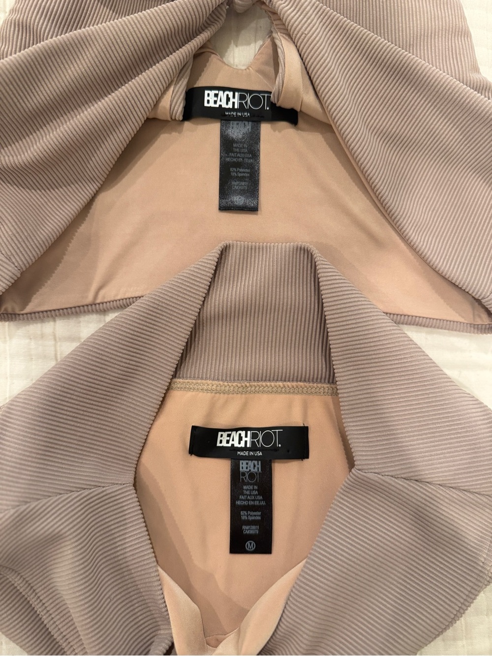 Beach Riot Taupe Ribbed Tie-Front Bikini Set - Picture 2 of 2